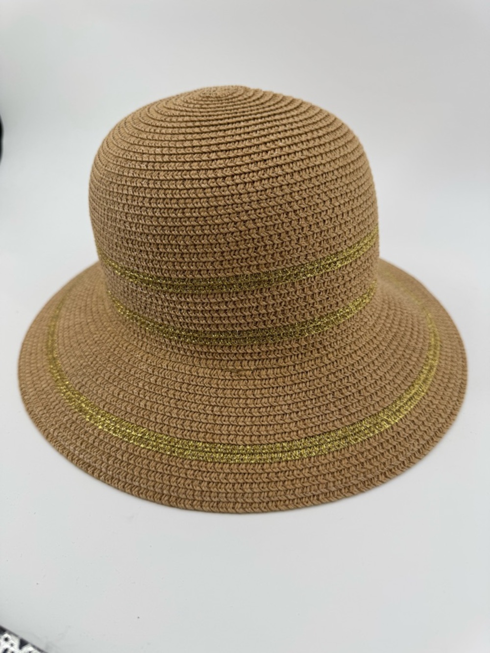 MAGID HATS Woven Brown Sun Hat with Gold Accent Women's Beach, Summer Travel